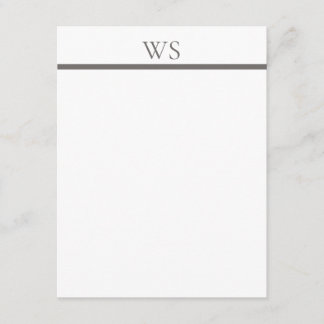 Carte de correspondance plate élégante avec monogr