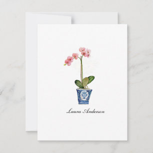 Carte de correspondance plate Orchidée rose aquare