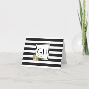 Carte de correspondance pliée à monogramme à rayur