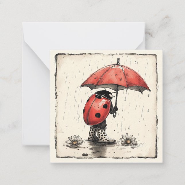 Carte De Correspondance Pluie ou pluie : Ladybug (Devant)