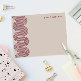 Carte De Correspondance Plum Lombard Wavy Lines Modern Stationery Card