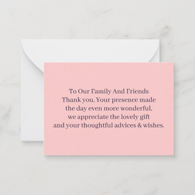 Carte De Correspondance Poche simple Merci Mariage personnalisé (Dos)