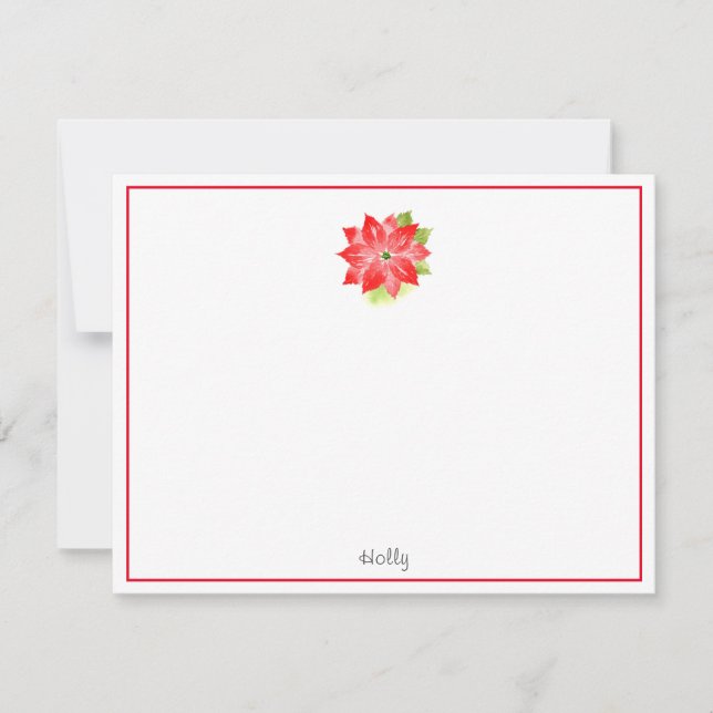 Carte De Correspondance Poinsettia aquarelle (Devant)