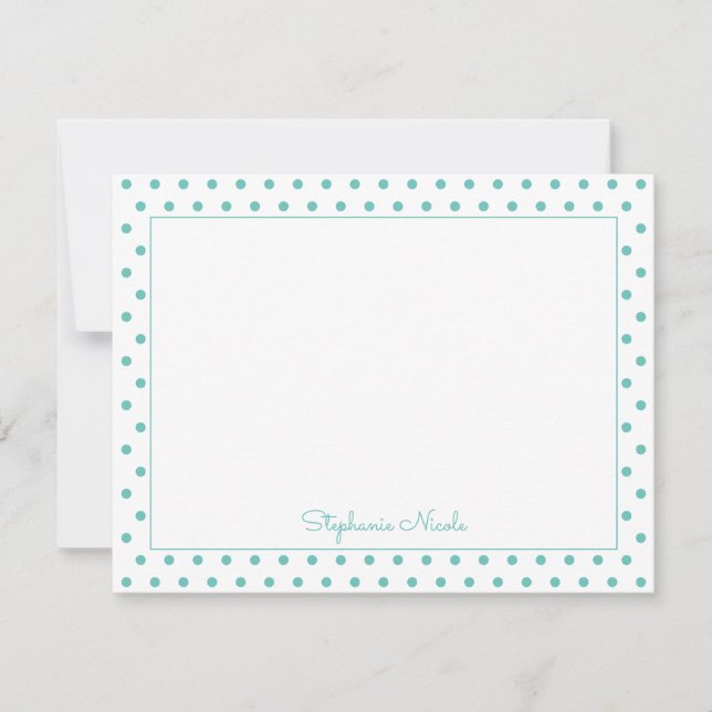 Carte De Correspondance Pointe Polka simple Aqua Personnalisé (Devant)