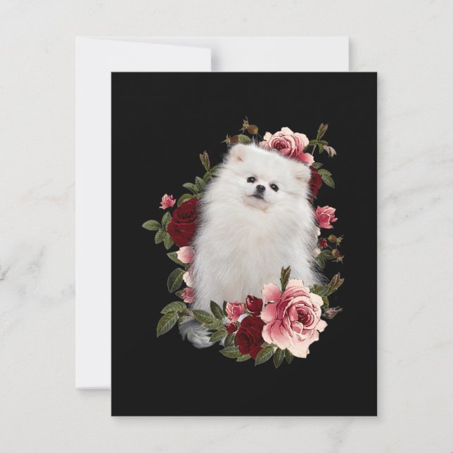 Carte De Correspondance Poméranien avec fleur (Devant)