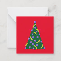 Pop Art Arbre de Noël avec Pommes et Bananes Rouge