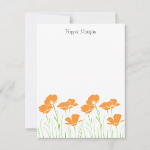 Carte De Correspondance Poppies de Californie dessinées à la main