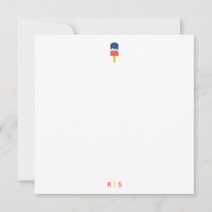 Carte De Correspondance Popsicle Coral Bleu Moderne Monogramme personnalis