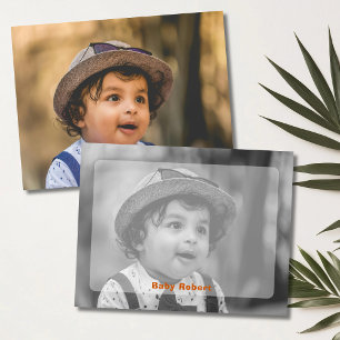 Carte de correspondance pour bébé en noir et blanc