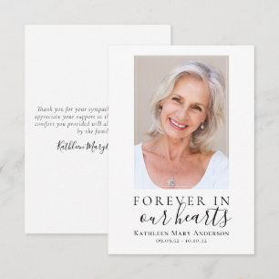 Carte De Correspondance Pour toujours dans nos coeurs Photo Merci