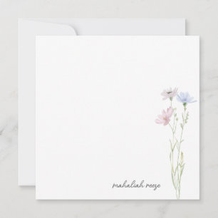 Carte De Correspondance Prairie de Fleurs Sauvages Élégantes Calligraphie