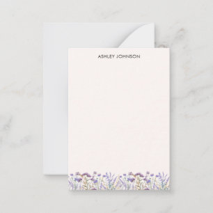 Carte De Correspondance Prairie de fleurs sauvages violettes à l'aquarelle