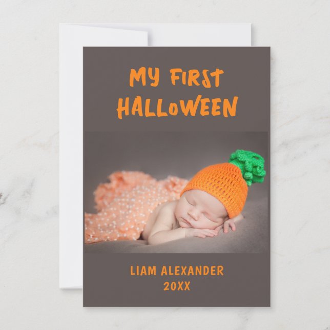 Carte De Correspondance Premier Halloween Baby Photo Grey (Devant)