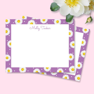 Carte De Correspondance Préparatifs Daisies Aquarelle Florale Lavande & Ja