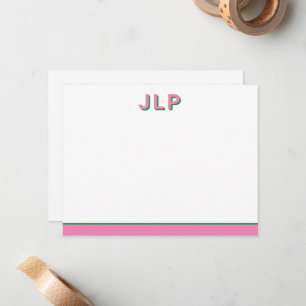 Carte De Correspondance Preppy Personnalisé Initial
