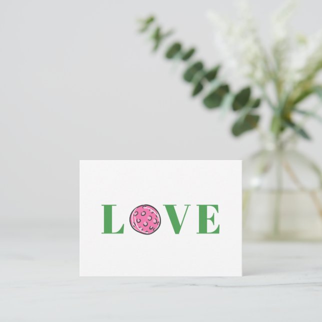 Carte De Correspondance Preppy Pink Pickleball Love (Debout devant)