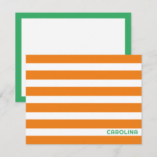 Carte De Correspondance Preppy Stripes Orange & Bright Green Cute Girly