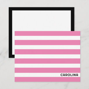 Carte De Correspondance Preppy Stripes rose et noire mignonne Girly