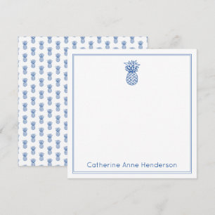 Carte De Correspondance Preppy Tropical Navy Blue Pineappy Personnalisé