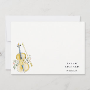 Carte De Correspondance Professeur de musique violon élégant aquarelle