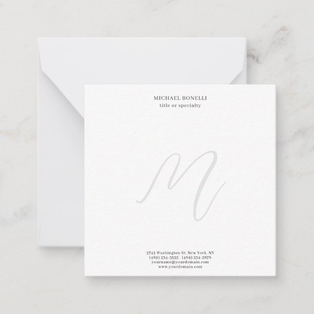 Carte De Correspondance Professionnel Plain Moderne Minimaliste Monogrammé (Devant)
