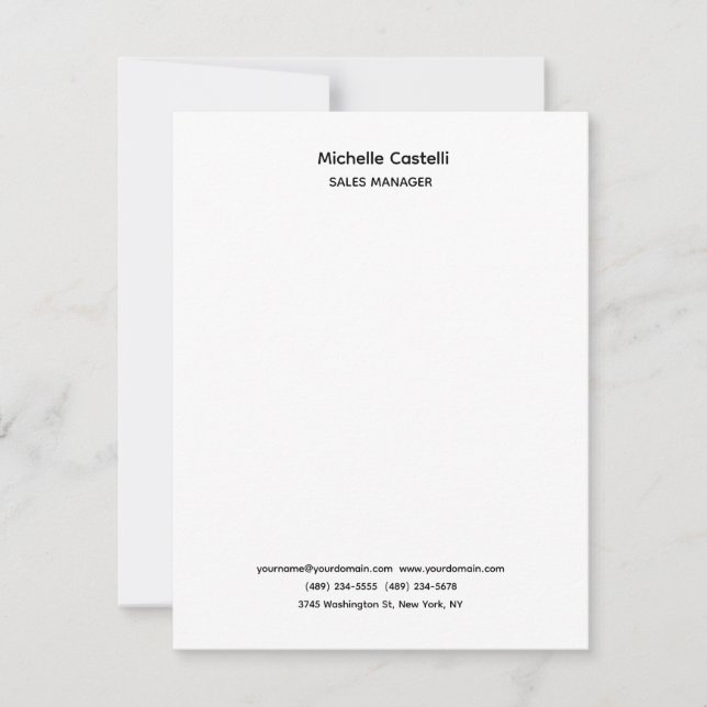 Carte De Correspondance Professionnel Unique Classique Simple (Devant)