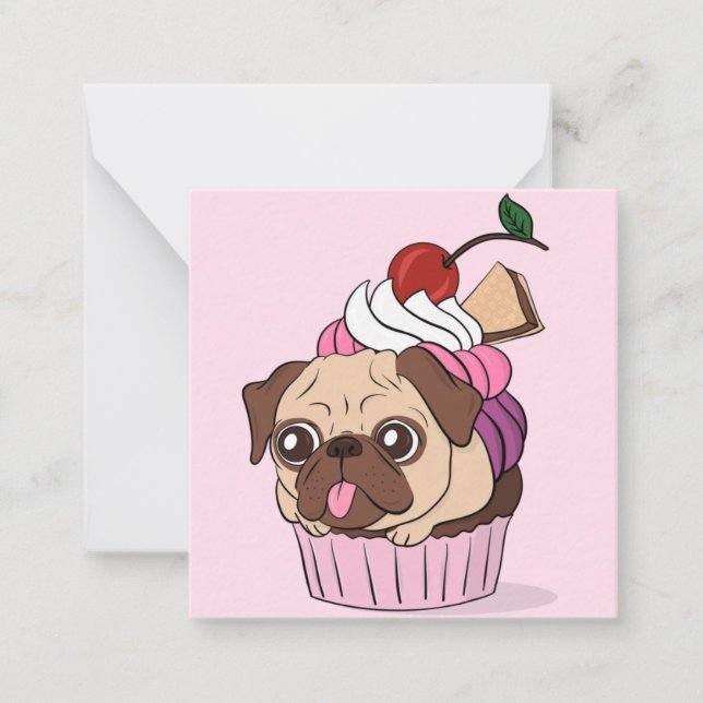 Carte De Correspondance Pug gâteau (Devant)