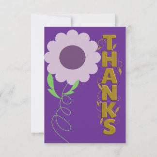 Carte De Correspondance Purple and Gold Flower Gratitude Card