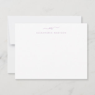Carte De Correspondance Purple Lavender Script Monogramme Lavande Papier