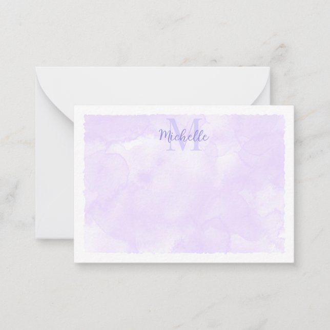 Carte De Correspondance Purple Pastel Watercolor All Occasion Monogram (Devant)