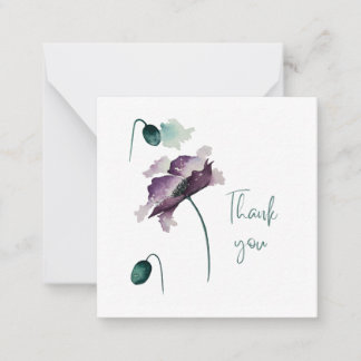 Carte De Correspondance Purple Poppy Thank You Flat Notecard