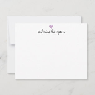 Carte De Correspondance Purple Violet Coeur Feminine Script Girly Stripe