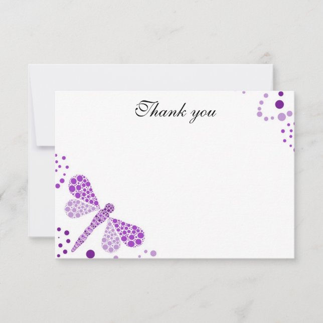 Carte De Correspondance Purple & White Dragonfly Flat Merci Note (Devant)