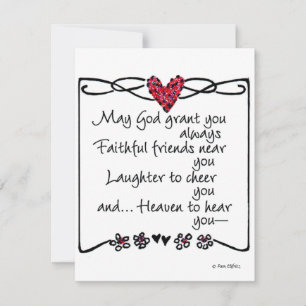 Carte De Correspondance "Que Dieu vous accorde...dire dessin coeur rouge