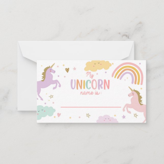 Carte De Correspondance Quel Est Votre Nom Unicorne Jeu Magique Anniversai (Devant)