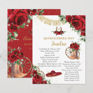 Carte De Correspondance Quinceañera Roses Rouges Floral Charro Bottines Ch