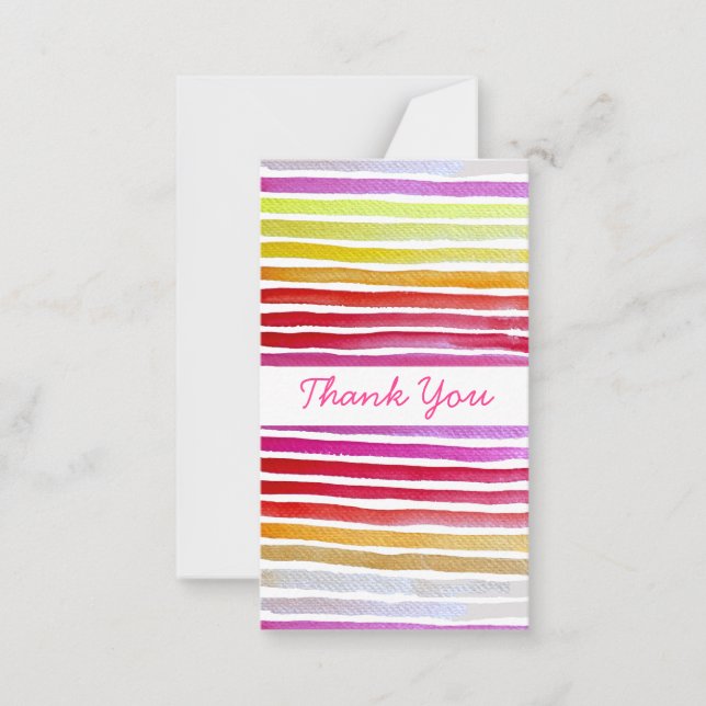 Carte De Correspondance Rainbow stripes cute watercolor (Devant)