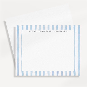 Carte de correspondance rayée aquarelle bleue