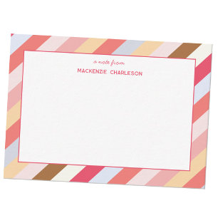 Carte De Correspondance Rayures diagonales pastel colorées personnalisées