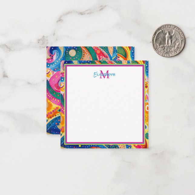 Carte De Correspondance Recette géométrique Abstraite couleur vive (Devant/Arrière en situation)