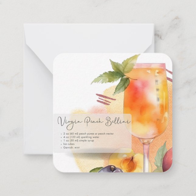 Carte De Correspondance Recette Mocktail Recette Vierge Peach Bellini Part (Dos)