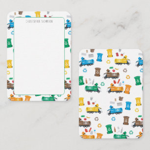 Carte De Correspondance Recyclage coloré Camions à ordures pour enfants