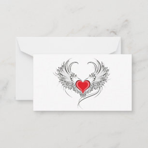 Carte De Correspondance Red Angel Coeur avec ailes