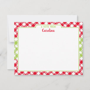 Carte De Correspondance Red Green En vichy Preppy Christmas Papier à lettr