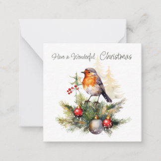 Carte De Correspondance Red Robin Pine Christmas Enclosure Card