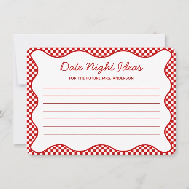 Carte De Correspondance Red That's Amore Fête des mariées Date Night Ideas (Devant)