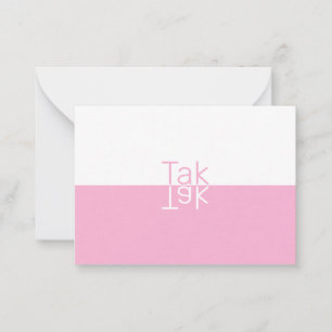 Carte De Correspondance Réflexion blanche et rose Merci danois moderne