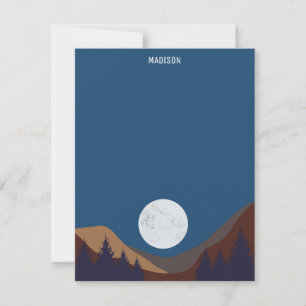 Carte De Correspondance Réflexion de la lune de la forêt Abstraite rustiqu