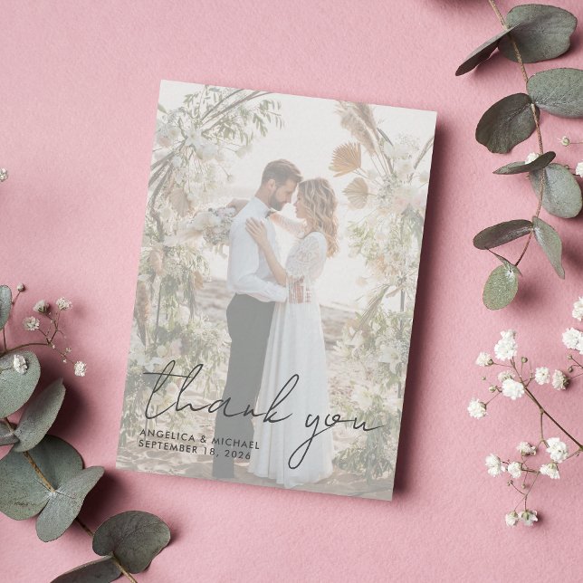 Carte De Correspondance Reincement photo moderne Script Mariage Merci (Créateur téléchargé)