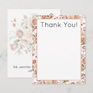 Carte De Correspondance Remerciement de Baby Shower Budget, Fleurs Rose Pâ